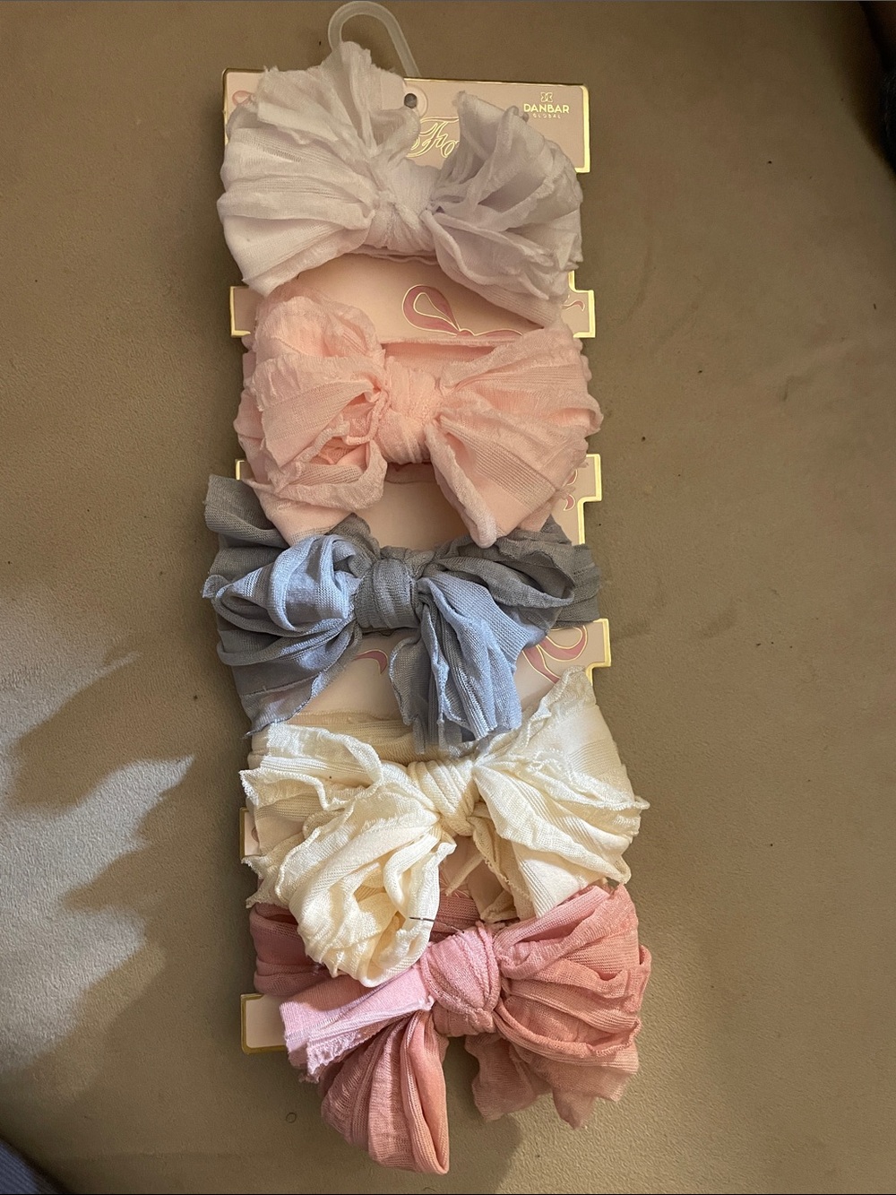 Girls Bow Headband Set - White, Pink, Gray, Cream
